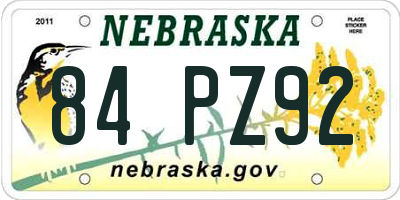 NE license plate 84PZ92