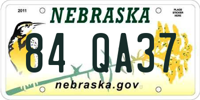 NE license plate 84QA37