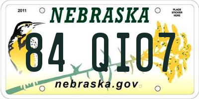 NE license plate 84QI07