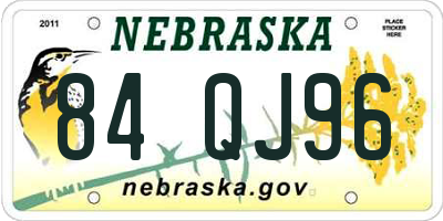 NE license plate 84QJ96