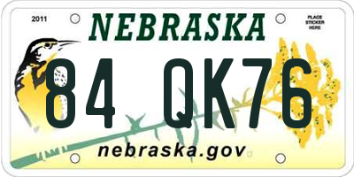 NE license plate 84QK76