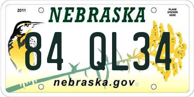 NE license plate 84QL34