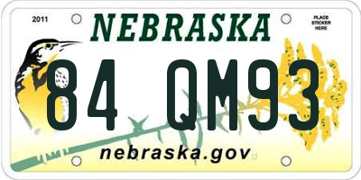 NE license plate 84QM93