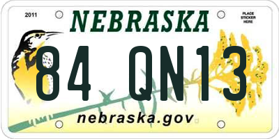 NE license plate 84QN13