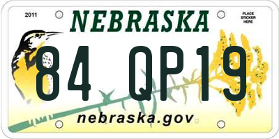 NE license plate 84QP19
