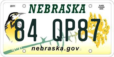 NE license plate 84QP87