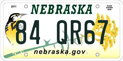 NE license plate 84QR67