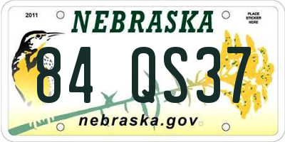 NE license plate 84QS37