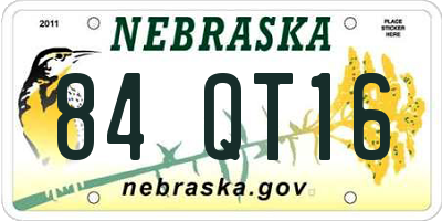 NE license plate 84QT16