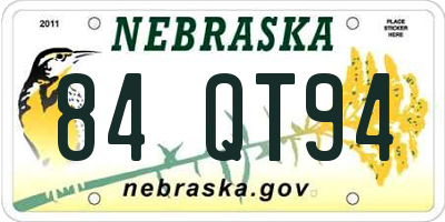 NE license plate 84QT94