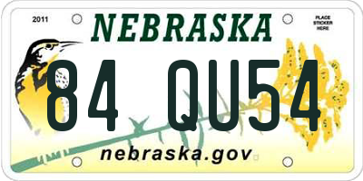 NE license plate 84QU54