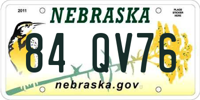 NE license plate 84QV76
