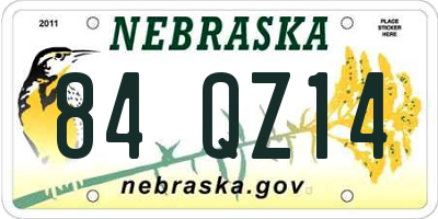 NE license plate 84QZ14