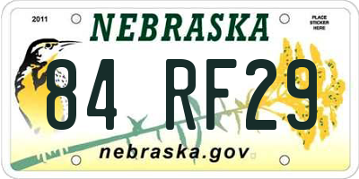 NE license plate 84RF29