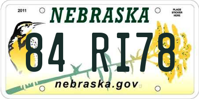 NE license plate 84RI78