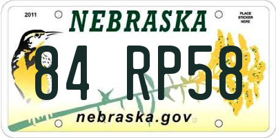 NE license plate 84RP58