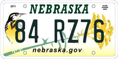 NE license plate 84RZ76