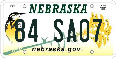 NE license plate 84SA07