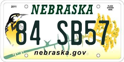 NE license plate 84SB57