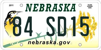 NE license plate 84SD15
