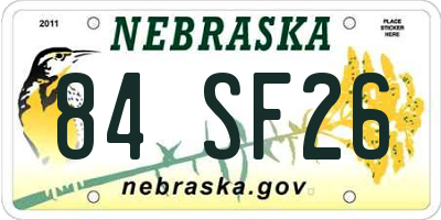 NE license plate 84SF26