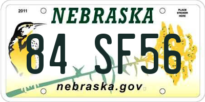 NE license plate 84SF56