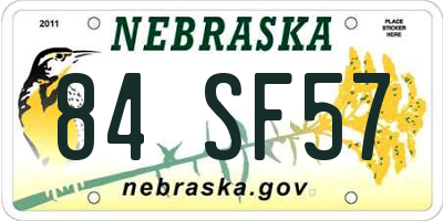 NE license plate 84SF57