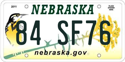 NE license plate 84SF76