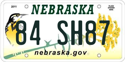 NE license plate 84SH87