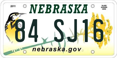 NE license plate 84SJ16