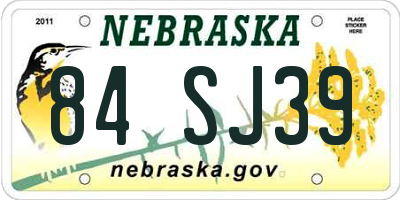 NE license plate 84SJ39