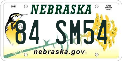 NE license plate 84SM54