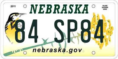 NE license plate 84SP84