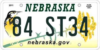 NE license plate 84ST34