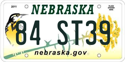 NE license plate 84ST39