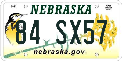 NE license plate 84SX57