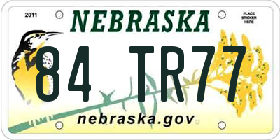 NE license plate 84TR77