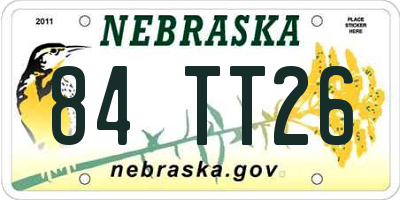 NE license plate 84TT26