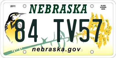 NE license plate 84TV57