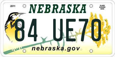 NE license plate 84UE70
