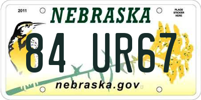 NE license plate 84UR67