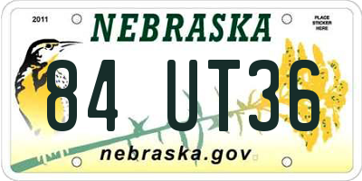 NE license plate 84UT36