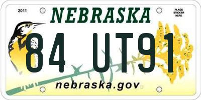 NE license plate 84UT91