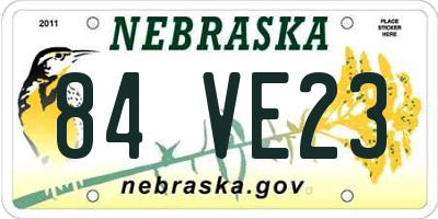NE license plate 84VE23