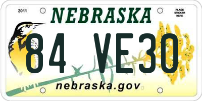 NE license plate 84VE30