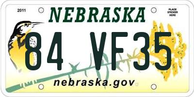 NE license plate 84VF35