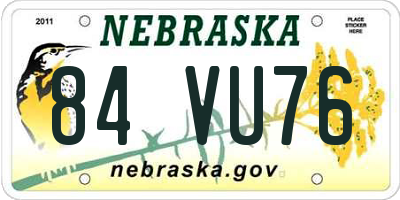 NE license plate 84VU76