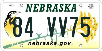 NE license plate 84VV75