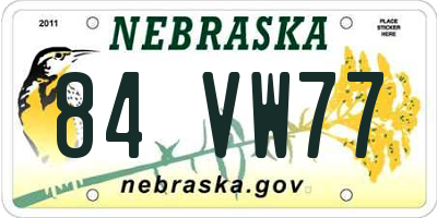 NE license plate 84VW77