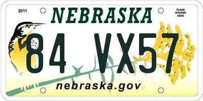 NE license plate 84VX57